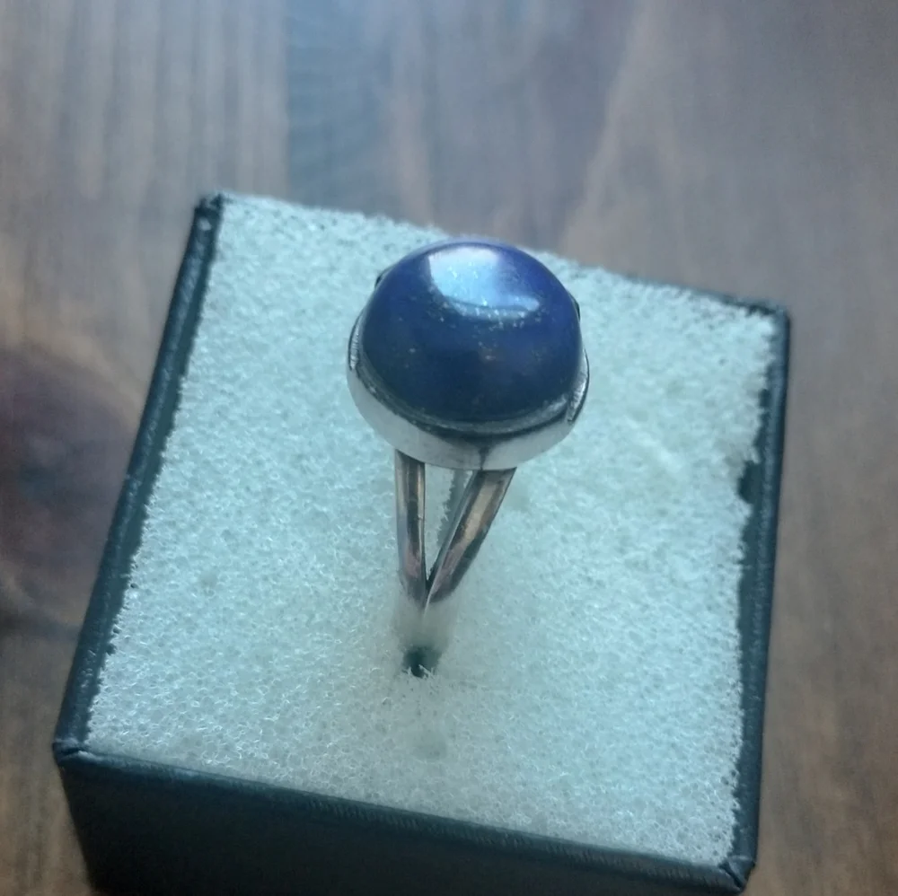 Vintage Sterling Native American Lapis Lazuli Large Cabochon Ring